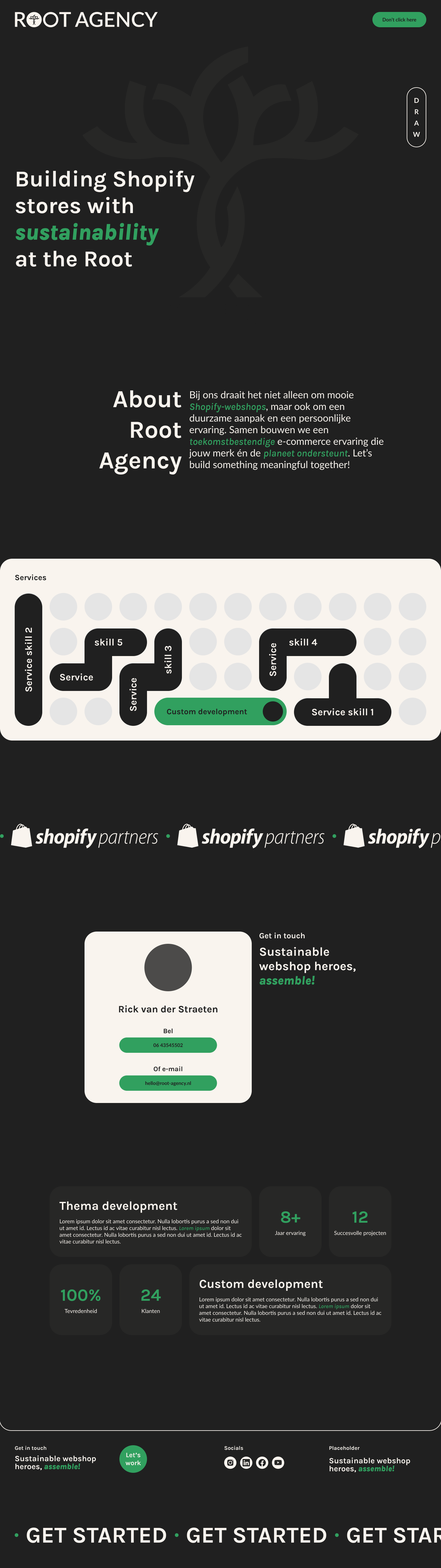 Root Agency homepage full view